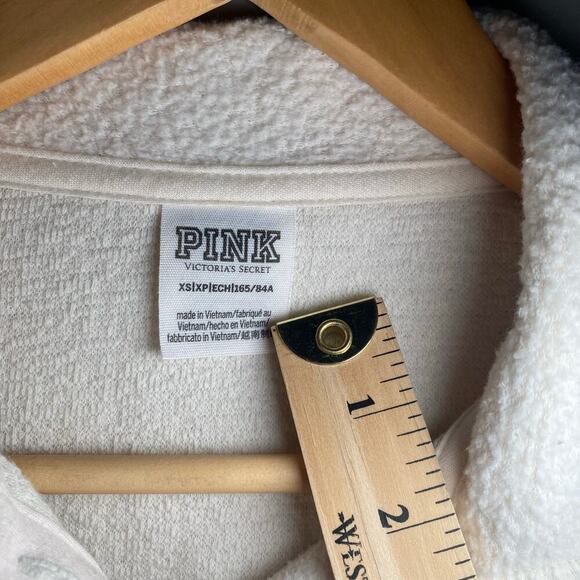 Victoria Secret Pink Reverse Fleece Cropped Polo Sweatshirt Xsmall - Picture 7 of 10